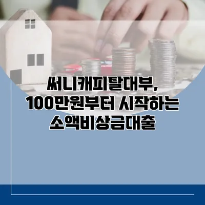 써니캐피탈대부, 100만원부터 시작하는 소액비상금대출
