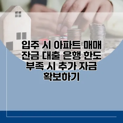 입주 시 아파트 매매 잔금 대출 은행 한도 부족 시 추가 자금 확보하기
