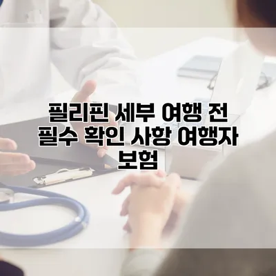 필리핀 세부 여행 전 필수 확인 사항 여행자 보험