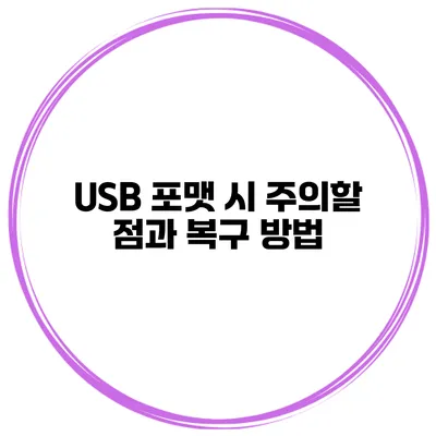 USB 포맷 시 주의할 점과 복구 방법