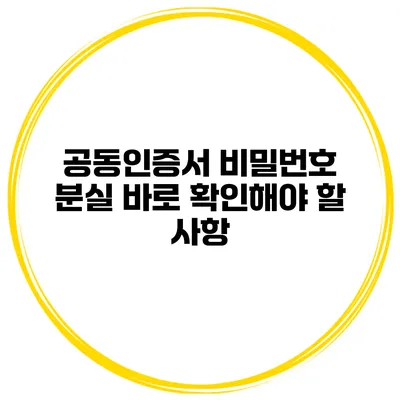 공동인증서 비밀번호 분실 바로 확인해야 할 사항
