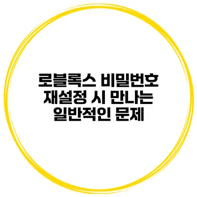 로블록스 비밀번호 재설정 시 만나는 일반적인 문제