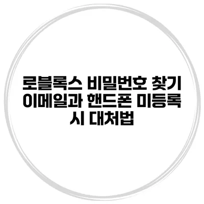 로블록스 비밀번호 찾기 이메일과 핸드폰 미등록 시 대처법
