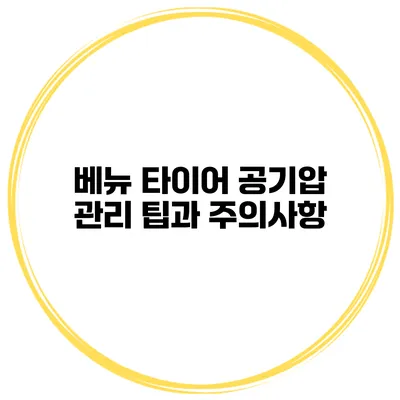 베뉴 타이어 공기압 관리 팁과 주의사항