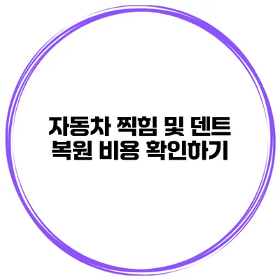 자동차 찍힘 및 덴트 복원 비용 확인하기