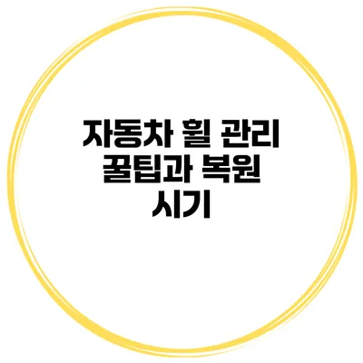 자동차 휠 관리 꿀팁과 복원 시기