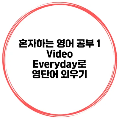 혼자하는 영어 공부 1 Video Everyday로 영단어 외우기
